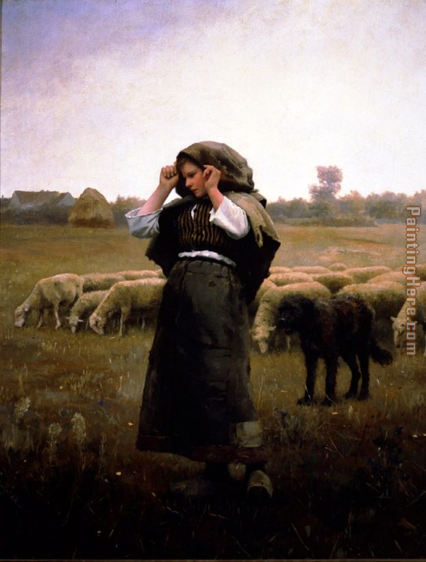 Daniel Ridgway Knight Shepherdess and her Flock